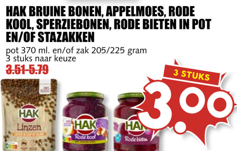 Hak   appelmoes, groenteconserven folder aanbieding bij  MCD Supermarkt Basis - details