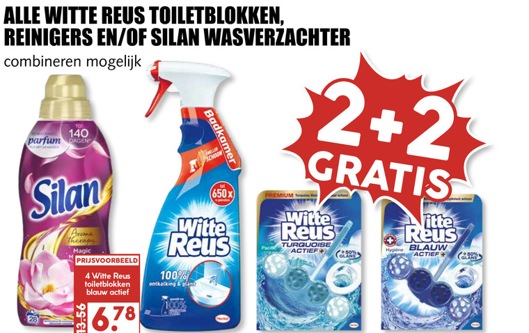 Witte Reus   badkamerreiniger, toiletblok folder aanbieding bij  MCD Supermarkt Basis - details