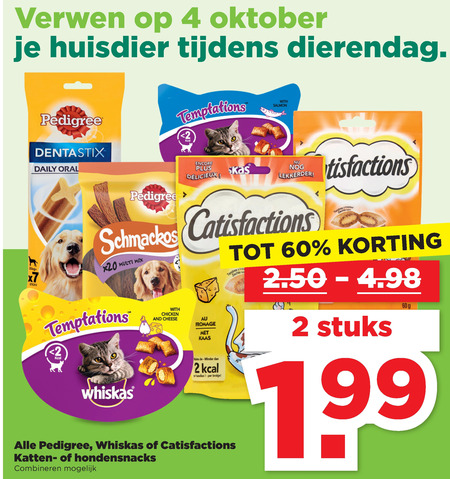 Whiskas   kattensnacks, hondensnacks folder aanbieding bij  Plus - details