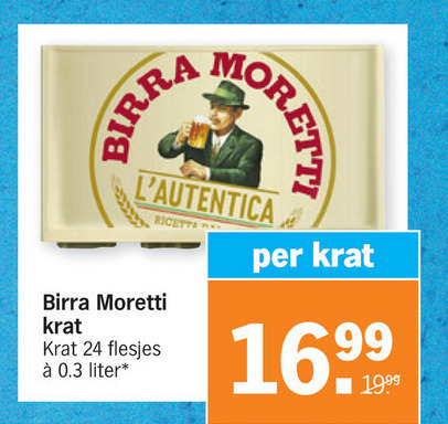 Birra Moretti   krat bier folder aanbieding bij  Albert Heijn - details