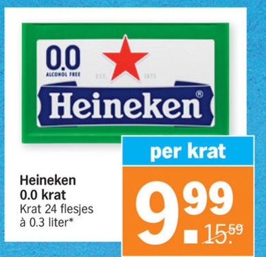 Heineken 0.0   krat bier folder aanbieding bij  Albert Heijn - details