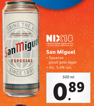 San Miguel   blikje bier folder aanbieding bij  Lidl - details