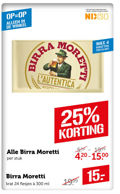 Birra Moretti   blikje bier, krat bier folder aanbieding bij  Coop - details