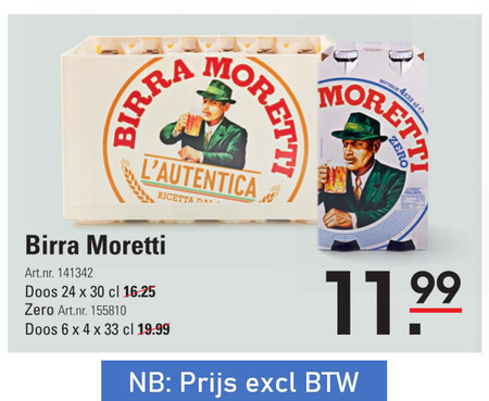 Birra Moretti   krat bier folder aanbieding bij  Sligro - details