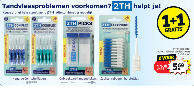 2TH   tandenstokers, interdentale ragers folder aanbieding bij  Kruidvat - details