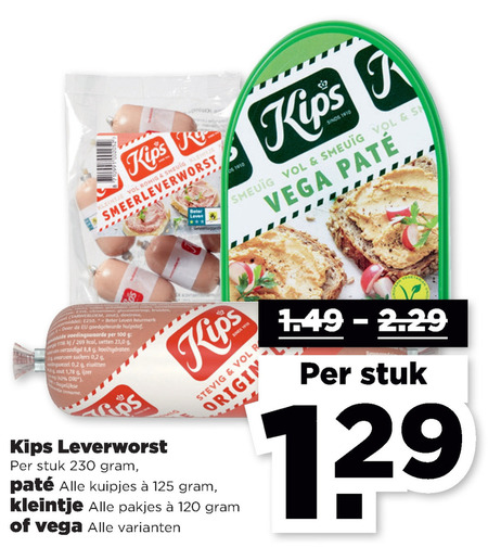 Kips   pate, leverworst folder aanbieding bij  Plus - details