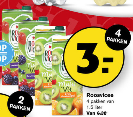 Roosvicee   fruitdrank folder aanbieding bij  Hoogvliet - details