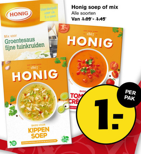 Honig   maaltijdmix, soep folder aanbieding bij  Hoogvliet - details