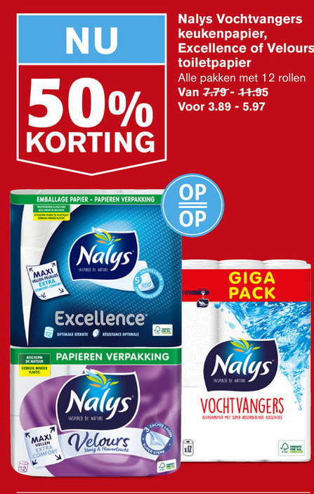 Nalys   toiletpapier, keukenpapier folder aanbieding bij  Hoogvliet - details