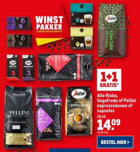 Segafredo   koffiebonen, koffiecups folder aanbieding bij  Makro - details