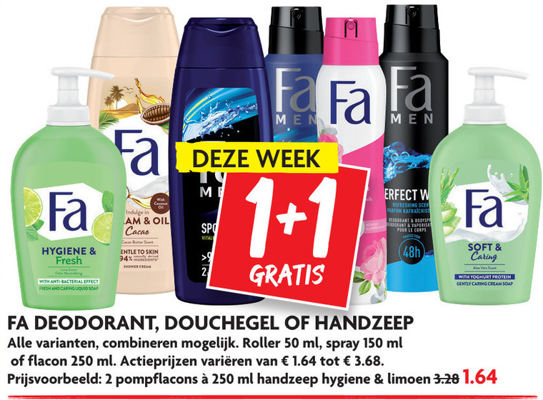 Fa   handzeep, deodorant folder aanbieding bij  Dekamarkt - details