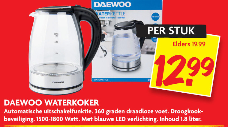 Daewoo   waterkoker folder aanbieding bij  Dekamarkt - details