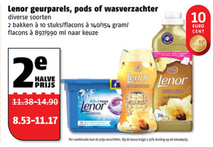 Lenor   wasverzachter, wasmiddel folder aanbieding bij  Poiesz - details