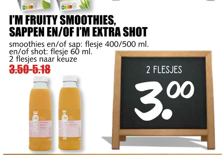 Im Fruity   fruitsmoothie, vruchtensap folder aanbieding bij  MCD Supermarkt Basis - details