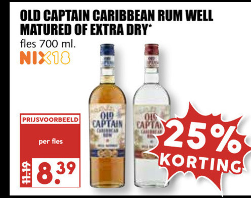 Old Captain   rum folder aanbieding bij  MCD Supermarkt Basis - details