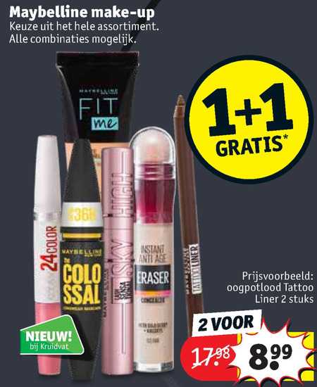 Maybelline   cosmetica, mascara folder aanbieding bij  Kruidvat - details