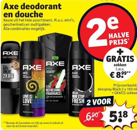 Axe   deodorant, douchegel folder aanbieding bij  Kruidvat - details