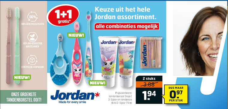 Jordan   kindertandenborstel, tandenborstel folder aanbieding bij  Trekpleister - details