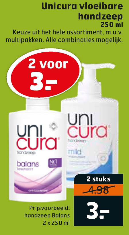 Unicura   handzeep folder aanbieding bij  Trekpleister - details