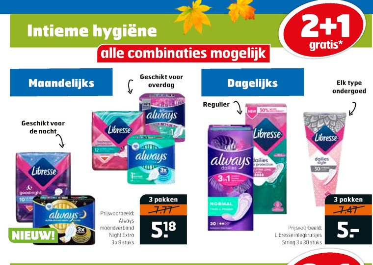 Libresse   maandverband, inlegkruisjes folder aanbieding bij  Trekpleister - details