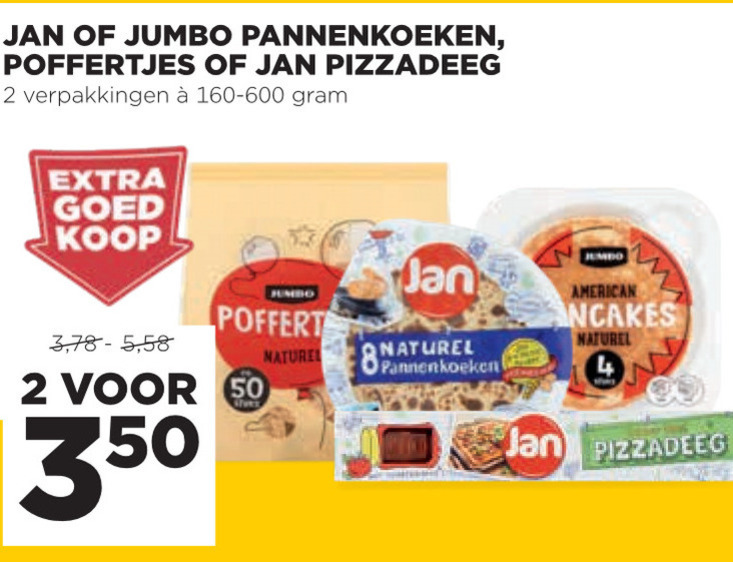 Jan   pannenkoek, pizzadeeg folder aanbieding bij  Jumbo - details