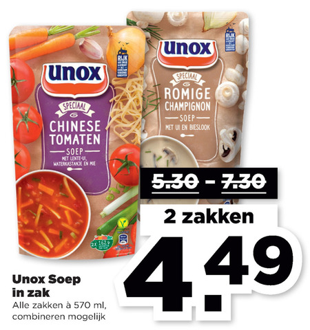 Unox   soep folder aanbieding bij  Plus - details