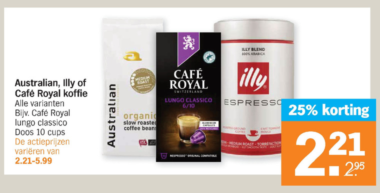 Australian   koffiebonen, koffiecups folder aanbieding bij  Albert Heijn - details