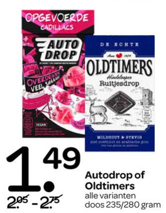 Oldtimers   drop, snoep folder aanbieding bij  Spar - details