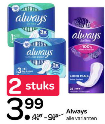 Always   maandverband, inlegkruisjes folder aanbieding bij  Spar - details