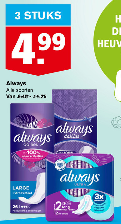 Always   maandverband, inlegkruisjes folder aanbieding bij  Hoogvliet - details