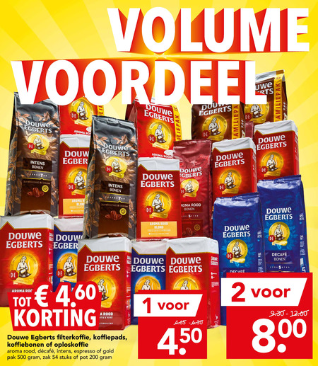 Douwe Egberts   koffie, oploskoffie folder aanbieding bij  Deen - details