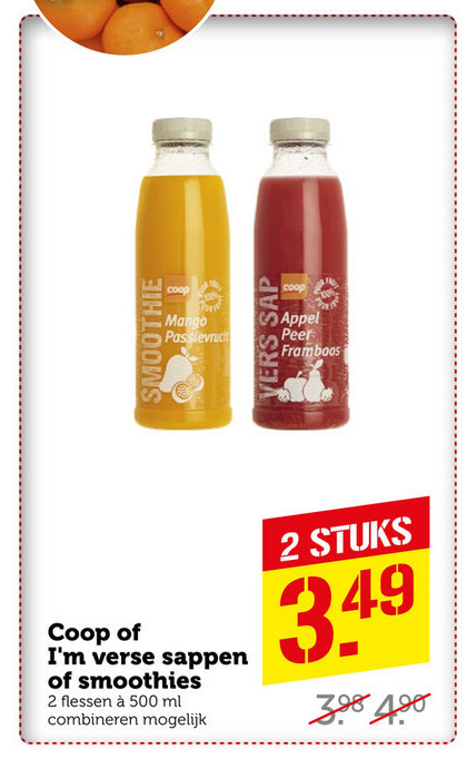 Coop Huismerk   vruchtensap, fruitsmoothie folder aanbieding bij  Coop - details