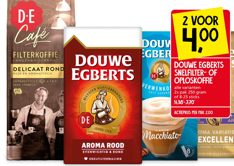 Douwe Egberts   oploskoffie, koffie folder aanbieding bij  Jan Linders - details