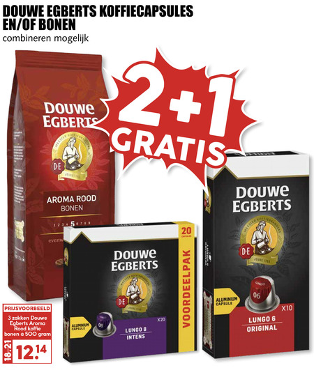 Douwe Egberts   koffiebonen, koffiecups folder aanbieding bij  MCD Supermarkt Basis - details