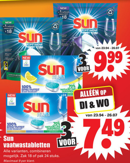 Sun   vaatwasmiddel folder aanbieding bij  Dirk - details