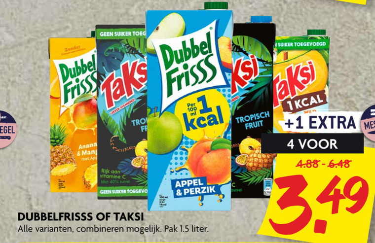 Dubbelfrisss   fruitdrank folder aanbieding bij  Dekamarkt - details