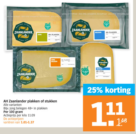 Zaanlander   kaas, kaasplakken folder aanbieding bij  Albert Heijn - details