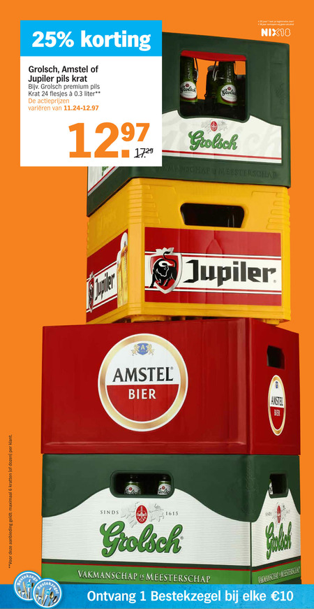 Grolsch   krat bier folder aanbieding bij  Albert Heijn - details