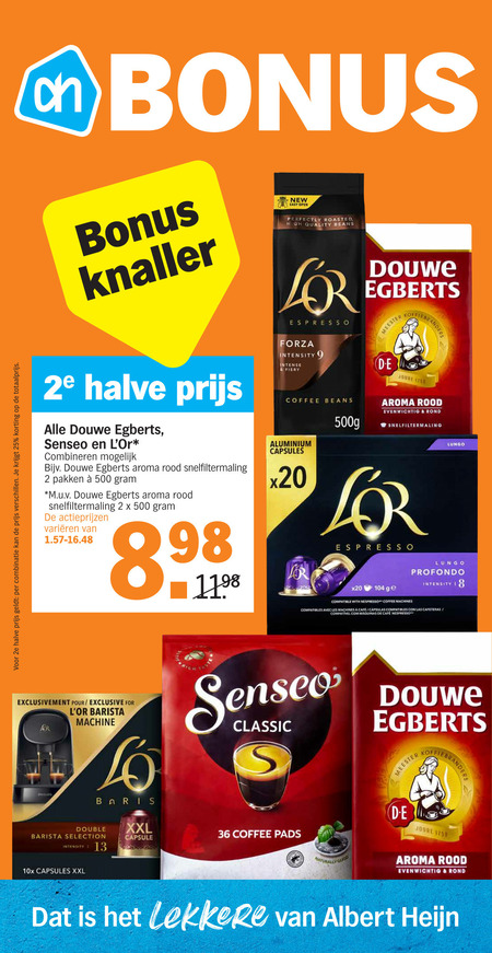 Douwe Egberts L Or   koffiecups, oploskoffie folder aanbieding bij  Albert Heijn - details