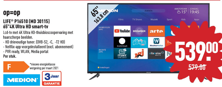 Medion   4k ultrahd televisies folder aanbieding bij  Aldi - details