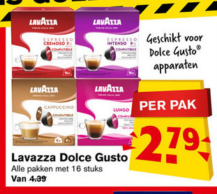 Lavazza   dolce gusto capsules folder aanbieding bij  Hoogvliet - details