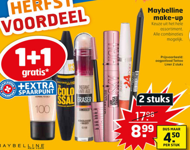 Maybelline   lipstick, cosmetica folder aanbieding bij  Trekpleister - details