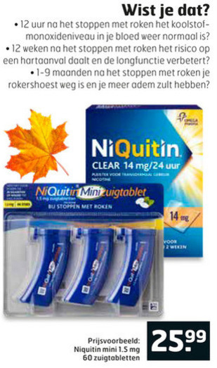 Niquitin   stoppen met roken folder aanbieding bij  Trekpleister - details