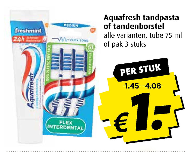 Aquafresh   tandpasta, tandenborstel folder aanbieding bij  Boni - details