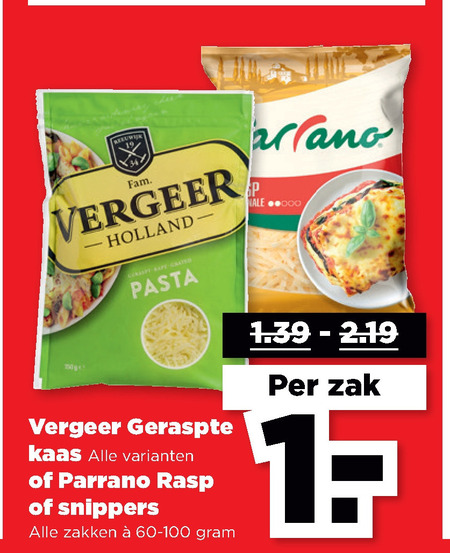 Parrano   geraspte kaas folder aanbieding bij  Plus - details