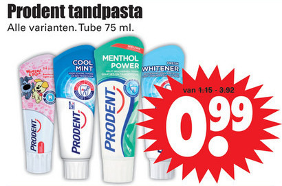 Prodent   tandpasta folder aanbieding bij  Dirk - details