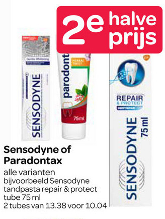 Sensodyne   tandpasta folder aanbieding bij  Spar - details