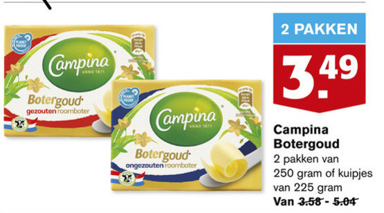 Campina   roomboter folder aanbieding bij  Hoogvliet - details