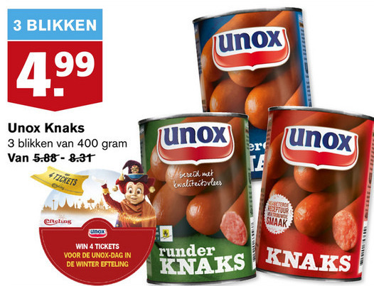 Unox   knakworst folder aanbieding bij  Hoogvliet - details