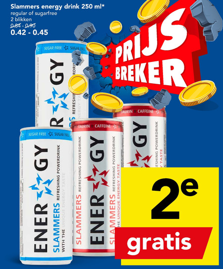 Slammers   energiedrank folder aanbieding bij  Deen - details